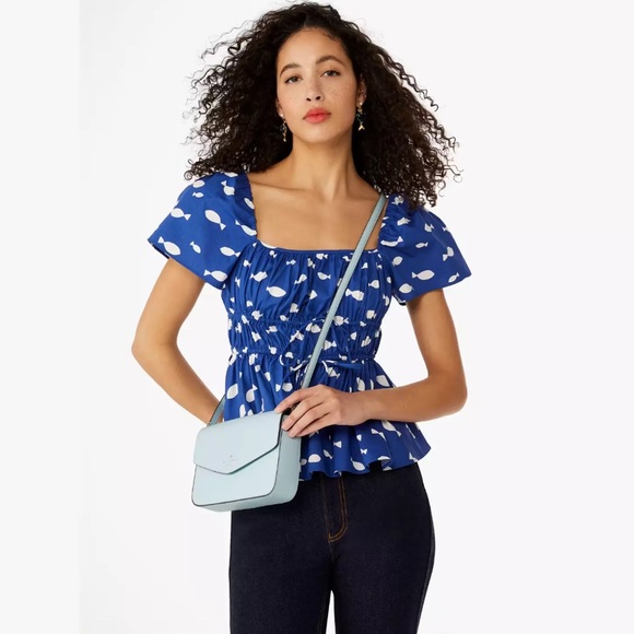 New Kate Spade Sadie Envelope Crossbody Crisp Sky - Picture 2 of 5